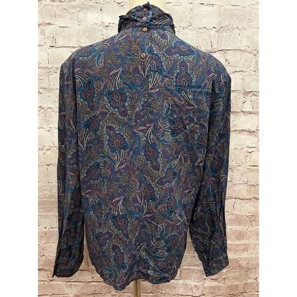 VTG Country Sophisticates by Pendleton Blue Gray Paisley Blouse Size 14 NOS - Picture 3 of 5